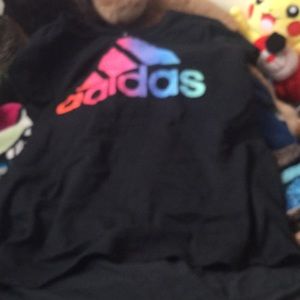 Adidas rainbow accent black shirt